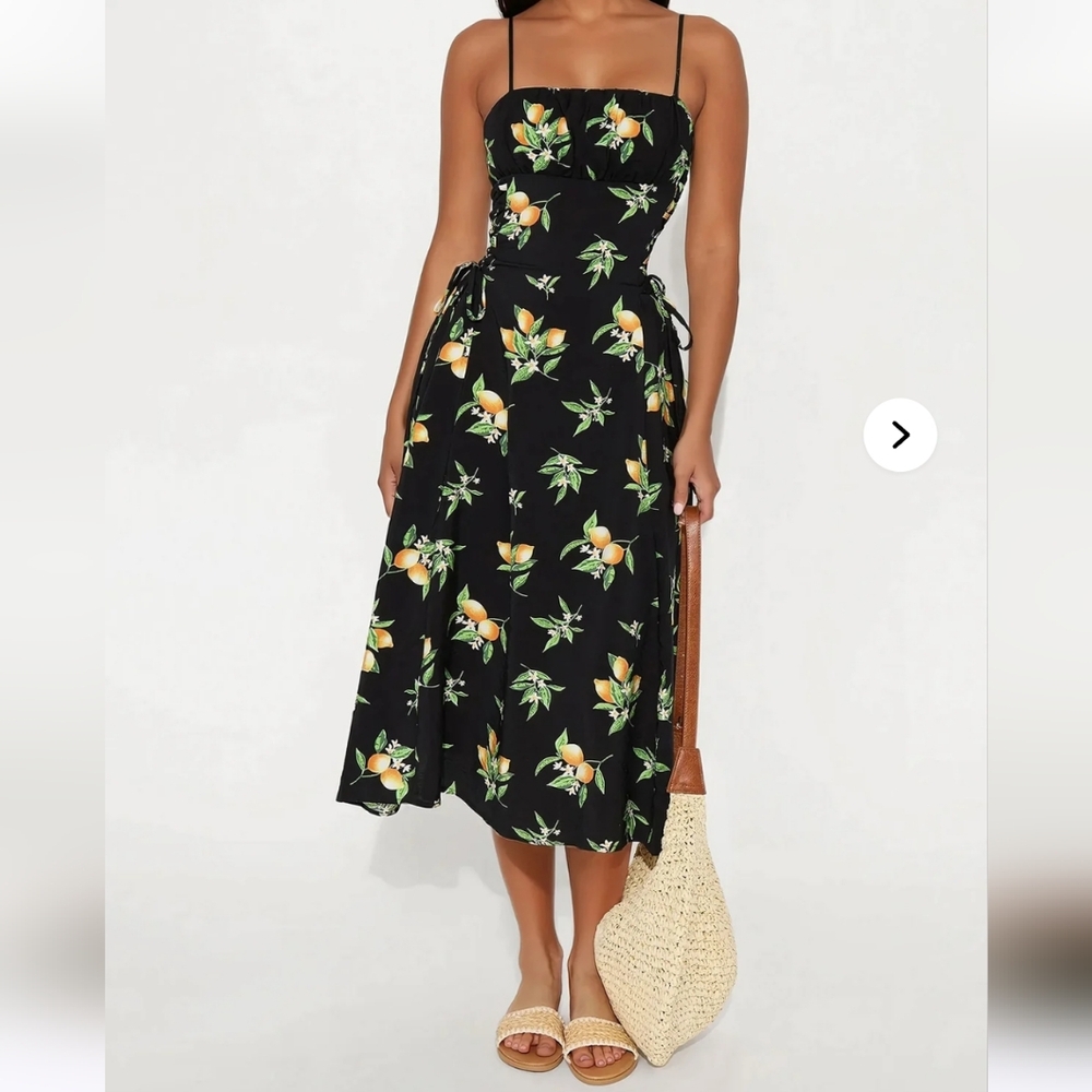 Floral Black Midi Dress